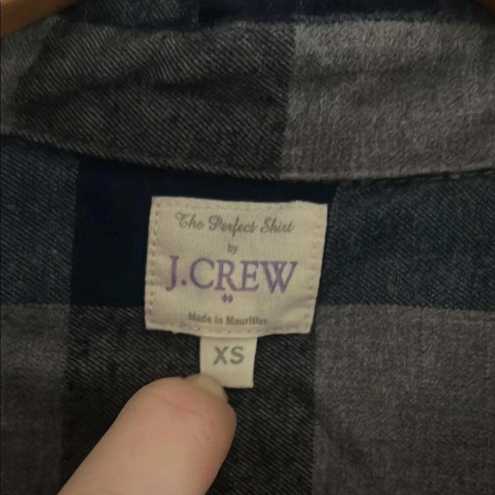 J. Crew Navy and Charcoal Plaid Shirt